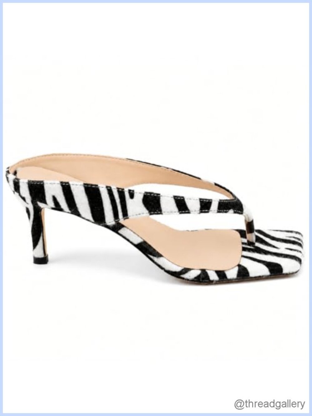 Kitten Heel Thong Sandals Square Toe Slip On Beach Slides